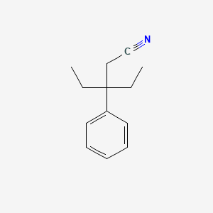 molecular formula C13H17N B12677842 3-Ethyl-3-phenylvaleronitrile CAS No. 73840-27-4