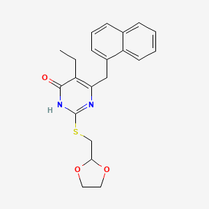 4(1H)-Pyrimidinone, 2-((1,3-dioxolan-2-ylmethyl)thio)-5-ethyl-6-(1-naphthalenylmethyl)-