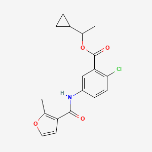 Benzoic acid, 2-chloro-5-(((2-methyl-3-furanyl)carbonyl)amino)-, 1-cyclopropylethyl ester