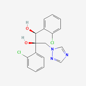 molecular formula C17H15Cl2N3O2 B12679536 1,2-Propanediol, 1,2-bis(2-chlorophenyl)-3-(1H-1,2,4-triazol-1-yl)-, (1S,2R)- CAS No. 107659-49-4