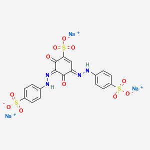 molecular formula C18H11N4Na3O11S3 B12680308 Trisodium 2,4-dihydroxy-3,5-bis((4-sulphonatophenyl)azo)benzenesulphonate CAS No. 25807-51-6