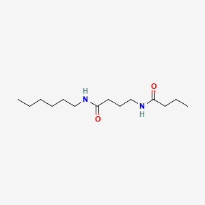 molecular formula C14H28N2O2 B12680663 Butanamide, N-hexyl-4-((1-oxobutyl)amino)- CAS No. 82023-90-3