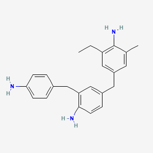 molecular formula C23H27N3 B12680692 4-((4-Amino-3-ethyl-5-methylphenyl)methyl)-2-((4-aminophenyl)methyl)aniline CAS No. 93778-04-2