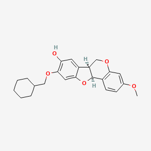 molecular formula C23H26O5 B12680701 6H-Benzofuro(3,2-c)(1)benzopyran-8-ol, 9-(cyclohexylmethoxy)-6a,11a-dihydro-3-methoxy-, cis- CAS No. 152490-59-0