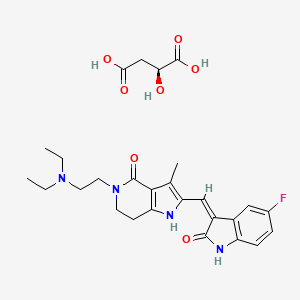 molecular formula C27H33FN4O7 B12681737 Famitinib malate CAS No. 1256377-67-9