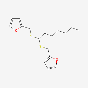 molecular formula C17H24O2S2 B12681885 2,2'-(Heptylidenebis(thiomethylene))bisfuran CAS No. 94134-43-7