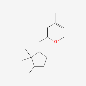 molecular formula C15H24O B12681930 2H-Pyran, 3,6-dihydro-4-methyl-2-((2,2,3-trimethyl-3-cyclopenten-1-yl)methyl)- CAS No. 947237-75-4