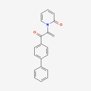 molecular formula C20H15NO2 B12681969 2(1H)-Pyridinone, 1-(1-((1,1'-biphenyl)-4-ylcarbonyl)ethenyl)- CAS No. 108664-24-0