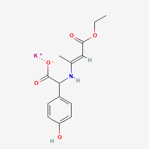 molecular formula C14H16KNO5 B12681992 Potassium ((3-ethoxy-1-methyl-3-oxoprop-1-enyl)amino)(4-hydroxyphenyl)acetate CAS No. 83918-72-3