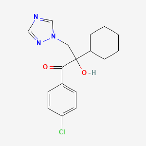 molecular formula C17H20ClN3O2 B12682087 1-Propanone, 1-(4-chlorophenyl)-2-cyclohexyl-2-hydroxy-3-(1H-1,2,4-triazol-1-yl)- CAS No. 107659-13-2