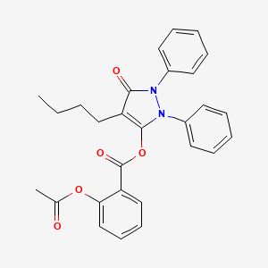 molecular formula C28H26N2O5 B12682289 4-Butyl-2,5-dihydro-5-oxo-1,2-diphenyl-1H-pyrazol-3-yl 2-(acetyloxy)benzoate CAS No. 42177-40-2