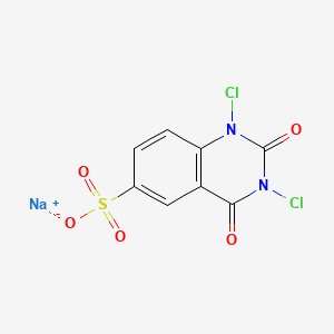 molecular formula C8H3Cl2N2NaO5S B12682346 Sodium 1,3-dichloro-1,2,3,4-tetrahydro-2,4-dioxoquinazoline-6-sulphonate CAS No. 78278-06-5