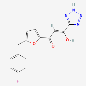 2-Propen-1-one, 1-(3-((4-fluorophenyl)methyl)-2-furanyl)-3-hydroxy-3-(1H-tetrazol-5-yl)-