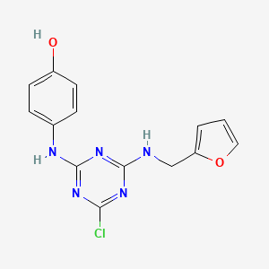 molecular formula C14H12ClN5O2 B1268316 4-{4-氯-6-[(呋喃-2-基甲基)-氨基]-[1,3,5]-三嗪-2-基氨基}-苯酚 CAS No. 311788-82-6