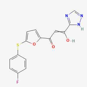 2-Propen-1-one, 1-(5-((4-fluorophenyl)thio)-2-furanyl)-3-hydroxy-3-(1H-1,2,4-triazol-3-yl)-