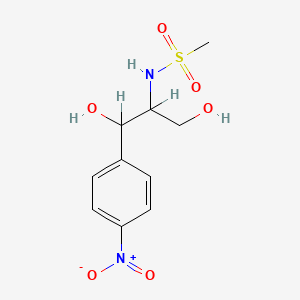 molecular formula C10H14N2O6S B12683486 N-(2-Hydroxy-1-(hydroxymethyl)-2-(4-nitrophenyl)ethyl)methanesulphonamide CAS No. 93856-94-1