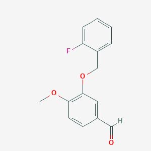 molecular formula C15H13FO3 B1268377 3-[(2-氟苄基)氧基]-4-甲氧基苯甲醛 CAS No. 384857-20-9