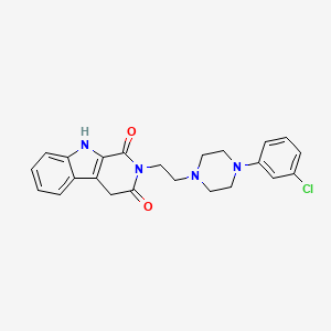 molecular formula C23H23ClN4O2 B12684097 1H-Pyrido(3,4-b)indole-1,3(2H)-dione, 4,9-dihydro-2-(2-(4-(3-chlorophenyl)-1-piperazinyl)ethyl)- CAS No. 184691-41-6