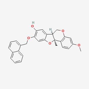 molecular formula C28H24O5 B12684099 6H-Benzofuro(3,2-c)(1)benzopyran-8-ol, 6a,11a-dihydro-3-methoxy-9-(1-naphthalenylmethoxy)-, cis- CAS No. 152490-56-7