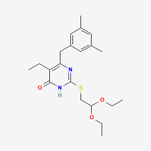 molecular formula C21H30N2O3S B12684122 4(1H)-Pyrimidinone, 2-((2,2-diethoxyethyl)thio)-6-((3,5-dimethylphenyl)methyl)-5-ethyl- CAS No. 199851-96-2