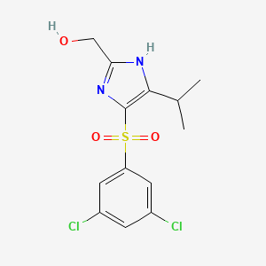 molecular formula C13H14Cl2N2O3S B12684184 1H-Imidazole-2-methanol, 4-((3,5-dichlorophenyl)sulfonyl)-5-(1-methylethyl)- CAS No. 178980-07-9