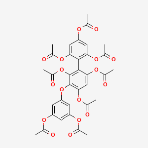 (1,1'-Biphenyl)-2,2',4,4',6,6'-hexol, 3-(3,5-bis(acetyloxy)phenoxy)-, hexaacetate