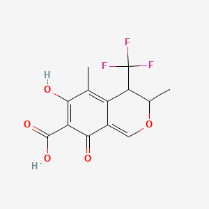 3H-2-Benzopyran-7-carboxylic acid, 4,6-dihydro-3,5-dimethyl-8-hydroxy-6-oxo-4-(trifluoromethyl)-