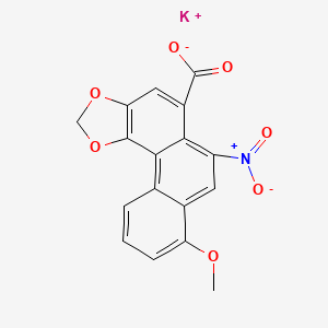 molecular formula C17H10KNO7 B12684579 Potassium 8-methoxy-6-nitrophenanthro(3,4-d)-1,3-dioxole-5-carboxylate CAS No. 84696-68-4