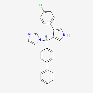 molecular formula C26H20ClN3 B12686445 1H-Imidazole, 1-((1,1'-biphenyl)-4-yl(4-(4-chlorophenyl)-1H-pyrrol-3-yl)methyl)- CAS No. 170938-95-1