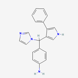 molecular formula C20H18N4 B12686550 Benzenamine, 4-(1H-imidazol-1-yl(4-phenyl-1H-pyrrol-3-yl)methyl)- CAS No. 170938-58-6