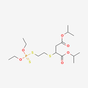 molecular formula C16H31O6PS3 B12686641 Butanedioic acid, ((2-((diethoxyphosphinothioyl)thio)ethyl)thio)-, bis(1-methylethyl) ester CAS No. 63234-02-6