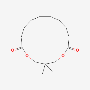 molecular formula C15H26O4 B12686649 3,3-Dimethyl-1,5-dioxacyclopentadecane-6,15-dione CAS No. 94113-50-5