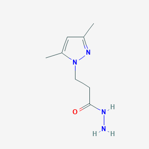 molecular formula C8H14N4O B1268670 3-(3,5-dimethyl-1H-pyrazol-1-yl)propanohydrazide CAS No. 313050-27-0