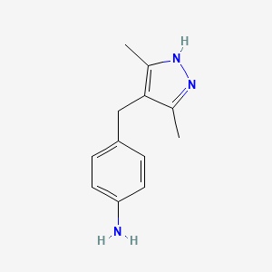 molecular formula C12H15N3 B1268691 4-(3,5-Dimethyl-1H-pyrazol-4-ylmethyl)-phenylamine CAS No. 1030378-93-8