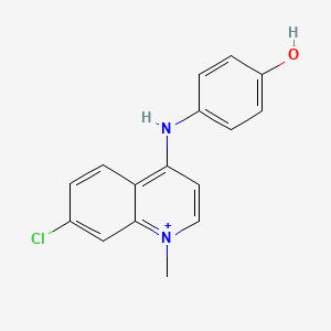 molecular formula C16H14ClN2O+ B12687062 4-((7-Chloro-1-methyl-1lambda(5)-quinolin-4-yl)amino)phenol CAS No. 24616-93-1