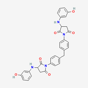 molecular formula C33H28N4O6 B12687076 2,5-Pyrrolidinedione, 1,1'-(methylenedi-4,1-phenylene)bis(3-((3-hydroxyphenyl)amino)- CAS No. 73384-87-9