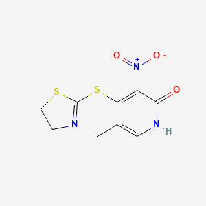 2(1H)-Pyridinone, 4-((4,5-dihydro-2-thiazolyl)thio)-5-methyl-3-nitro-