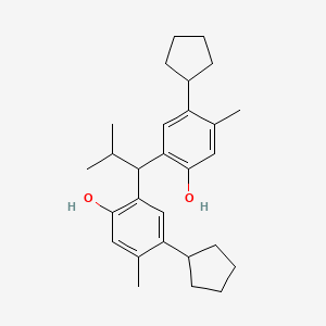 molecular formula C28H38O2 B12687438 6,6'-(2-Methylpropylidene)bis[4-cyclopentyl-M-cresol] CAS No. 93892-45-6