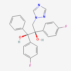 molecular formula C23H19F2N3O2 B12687697 1,2-propanediol, 1,2-bis(4-fluorophenyl)-1-phenyl-3-(1H-1,2,4-triazol-1-yl)-, (1R,2R)- CAS No. 107680-02-4