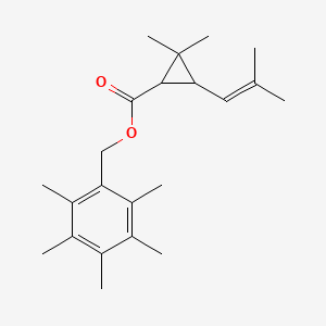 molecular formula C22H32O2 B12687744 Cyclopropanecarboxylic acid, 2,2-dimethyl-3-(2-methyl-1-propenyl)-, (pentamethylphenyl)methyl ester CAS No. 66170-41-0