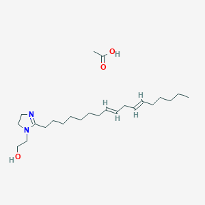 molecular formula C22H40N2O.C2H4O2<br>C24H44N2O3 B12687828 2-(Heptadeca-8,11-dienyl)-4,5-dihydro-1-(2-hydroxyethyl)-1H-imidazolium acetate CAS No. 94023-46-8