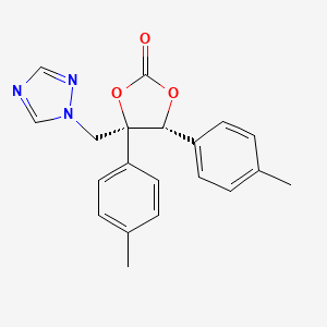 molecular formula C20H19N3O3 B12687845 1,3-Dioxolan-2-one, 4,5-bis(4-methylphenyl)-4-(1H-1,2,4-triazol-1-ylmethyl)-, (4S,5R)- CAS No. 107659-77-8