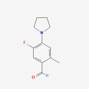 molecular formula C12H14FNO B1268785 5-Fluoro-2-methyl-4-(1-pyrrolidinyl)benzaldehyde CAS No. 712317-60-7