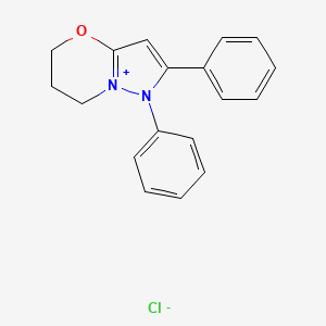 molecular formula C18H17ClN2O B12687896 6,7-Dihydro-1,2-diphenyl-5H-pyrazolo(5,1-b)(1,3)oxazinium chloride CAS No. 94030-94-1