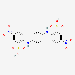 molecular formula C18H14N4O10S2 B12687916 2,2'-(1,4-Phenylenediimino)bis(5-nitrobenzenesulphonic) acid CAS No. 80994-10-1