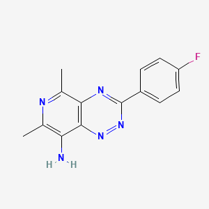 molecular formula C14H12FN5 B12688106 3-(4-Fluoro-phenyl)-5,7-dimethyl-pyrido(3,4-e)(1,2,4)triazin-8-ylamine CAS No. 121845-81-6