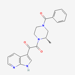 Piperazine, 4-benzoyl-1-(1,2-dioxo-2-(1H-pyrrolo(2,3-b)pyridin-3-yl)ethyl)-2-methyl-, (2S)-