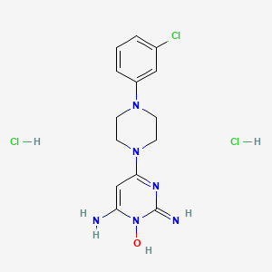 2,4-Pyrimidinediamine, 6-(4-(3-chlorophenyl)-1-piperazinyl)-, 3-oxide, dihydrochloride, hydrate