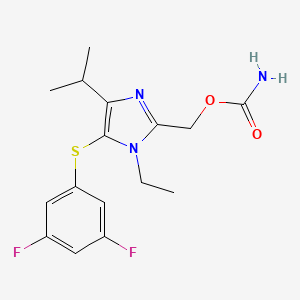 molecular formula C16H19F2N3O2S B12688387 2-Carbamoyloxymethyl-1-ethyl-5-(3,5-difluorophenylthio)-4-isopropyl-1H-imidazole CAS No. 178979-48-1