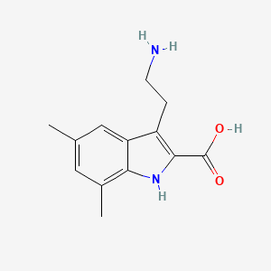 molecular formula C13H16N2O2 B1268891 3-(2-Aminoethyl)-5,7-dimethyl-1H-indole-2-carboxylic acid CAS No. 2245-75-2